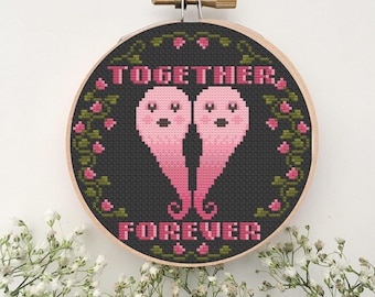 Together Forever Adorable Valentine's Day PDF Digital Cross Stitch Pattern