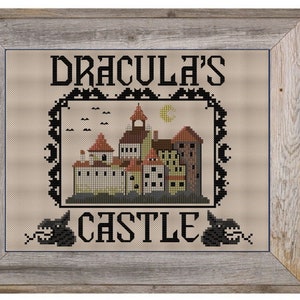 Dracula&#39;s Castle Full Color Cross Stitch Pattern PDF