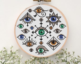 All Eyes on You 6" Hoop Cross Stitch Pattern (PDF)