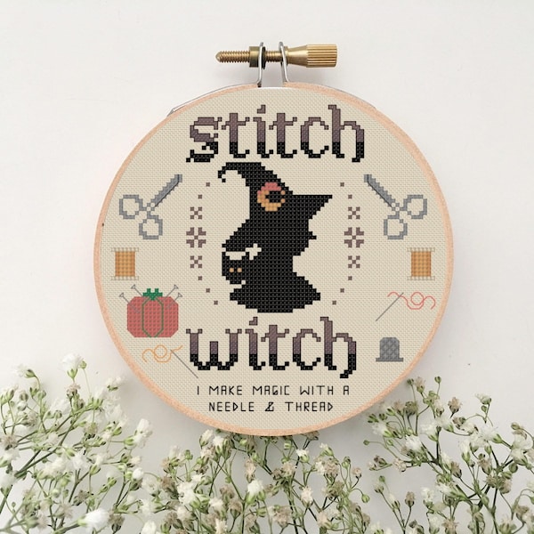 Stitch Witch 6" hoop PDF cross stitch pattern