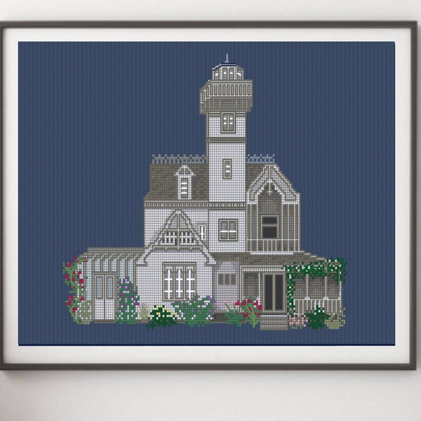 Owens House  with Garden - Detailed & Fun Full-Color Cross Stitch Pattern PDF