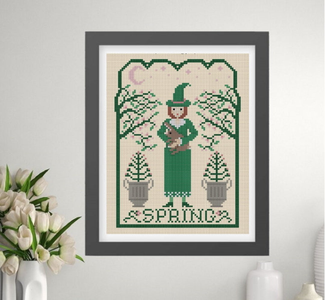 Seasonal Witch Spring Cross Stitch Pattern (PDF) - Etsy