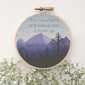 The Mountains are Calling 6" Hoop Cross Stitch Pattern (PDF)