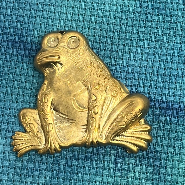Vintage Brass Frog Needle Minder
