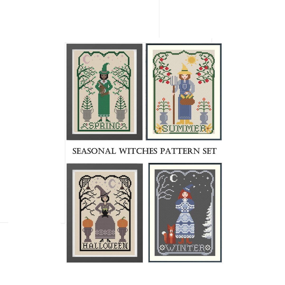 Seasonal Witches Cross Stitch Pattern Set (PDF) - Etsy