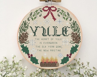 Yule 6" Hoop Cross Stitch Pattern PDF (Full-color)