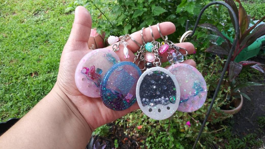 Epoxy resin shaker keychains Etsy