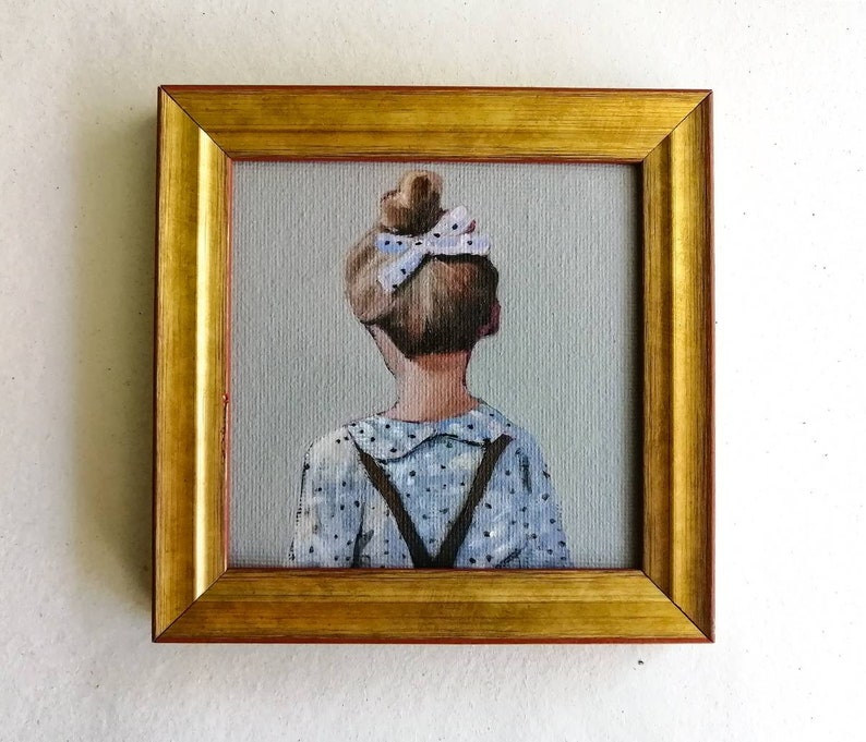 Little Girl Art Original Painting Vintage Nursery Wall Art Etsy