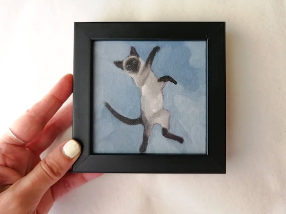 Siamese Cat Art, Original Oil Painting, Pet Portrait Painting Gift for Friends