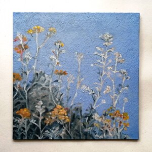 Original Meadow Painting 8x8 Grass Painting Wild Flowers Summer Field Landscape Wall Art ONE OF A KIND Artwork image 3