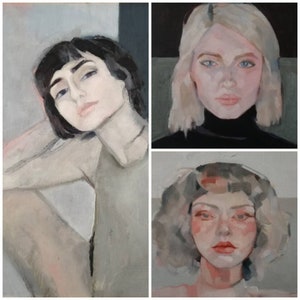 Portrait de femme personnalisé à partir d'une photo, peinture à l'huile originale sur toile, art du portrait personnalisé contemporain, cadeau pour petite amie