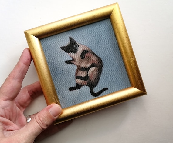 Siamese Cat Art, Original Oil Painting, Pet Portrait Painting