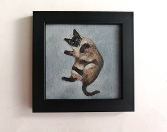 Siamese Cat Art, Original Oil Painting, Pet Portrait Painting