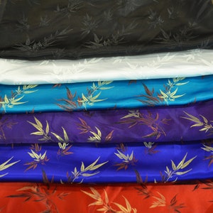 Chinese Bamboo Brocade Fabric | 9.99 Full Yard Price | 45" Wide | Chinese Fabric in 7 Colors Red, White, Turquoise, Black Chinese Brocade |