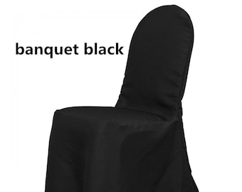 Polyester Banquet Chair Cover | Wholesale Box of 50 for 129.99 | Chair Cover for Wedding, Event, Ballroom | Non Stretch Solid Polyester |