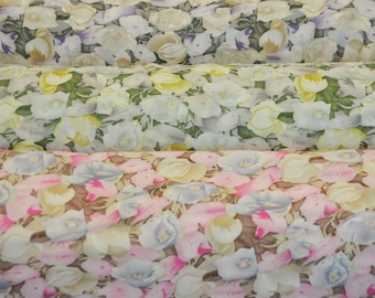 Spring Floral Rayon Challis Fabric by the Continuous Yard | 60" Wide | Flower Rayon Challis Fabric | Rayon Challis for Dresses and Skirts |
