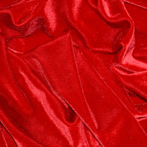Red Stretch Velvet Fabric by the Yard |  58&quot; Wide | Spandex Velour for Apparel, Costume, Cosplay, Event Drapes | Wholesale Bolt Available |