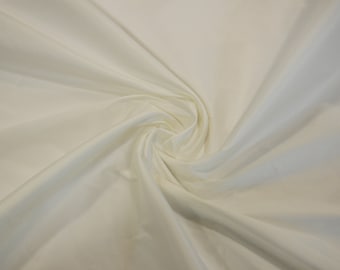 Pure Ivory Silk Taffeta Fabric | Soft and Bright White Polyester Taffeta Dupioni Fabric by the Yard | 54" Wide | Dresses, Curtain, Cosplay |