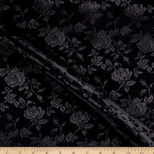 Black Floral Jacquard Satin Fabric | Isabella Floral Jacquard | Yard x 60" Wide | Floral Brocade | Cosplay Costumes, Skirts, Table Linen