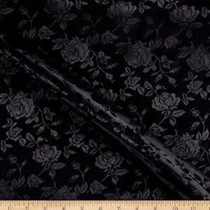 Black Floral Jacquard Satin Fabric | Isabella Floral Jacquard | Yard x 60&quot; Wide | Floral Brocade | Cosplay Costumes, Skirts, Table Linen
