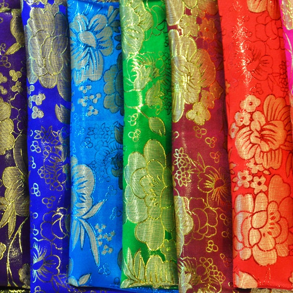 Chinese Flower Brocade Fabric | 9.99 Full Yard Price | 58" Wide | Chinese Brocade Fabric | Chinese Fabric | Chinese Jacquard | Asian Fabric