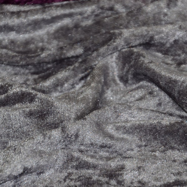 Grey Panne Velvet Fabric Sold by the Yard and Bolt | Width is 58" Wide | Panne Velour makes great for apparel, costumes, and event drapery