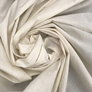 64&quot; Natural Cotton Muslin Fabric by the Yard | Unbleached Muslin | 7oz | Lining, Quilting, Pillow, Cushion, Bed, Face Mask, Organic Cotton |
