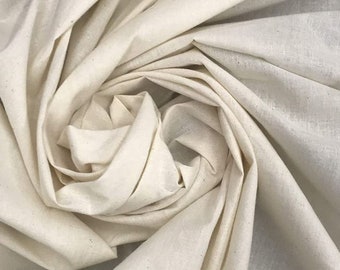 100% Cotton Natural Muslin Unbleached | 63" Wide x Sold by Yard for 4.49 | 7-8oz Quality | Lining, Quilting, Pillow, Cushion, Bed, Face Mask