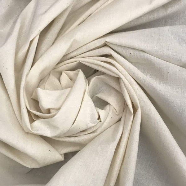 100% Cotton Natural Muslin Unbleached | 63" Wide x Sold by Yard for 4.49 | 7-8oz Quality | Lining, Quilting, Pillow, Cushion, Bed, Face Mask