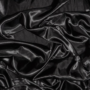 Black Stretch Satin Charmeuse Fabric by the Yard | 60&quot; Wide | Lightweight Imitation Stretch Silk Satin for Dresses, Gowns, Prom Dress |