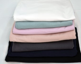100% Washed Laundered Cotton Jersey | Soft T Shirt Fabric | 70" Wide | Combed Cotton Fabric | White, Black, Navy, Pink, Aqua, Grey, Blush