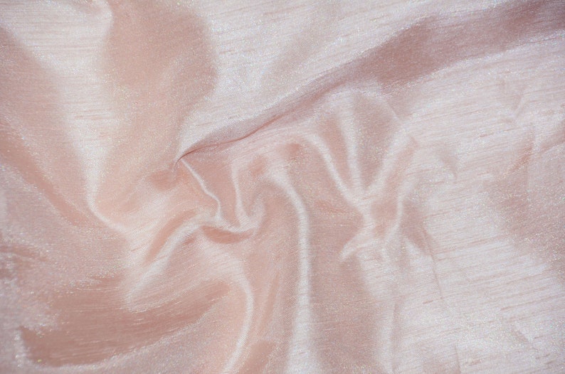 Bright Rose on Cream Shantung Embroidered Dupioni Silk
