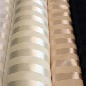 White 60&quot; Tuxedo Stripe Satin Fabric by the Yard | Bridal Stripe Satin | Tone on Tone Stripe Satin | Handkerchief, Tuxedo, Drapery, Apparel