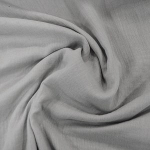 Silver 100% Cotton Gauze by the Full Yard | On Sale for 5.99 a Yard | 48&quot; Wide | Silver Cotton Muslin Fabric | Soft and Crinkly Cotton |