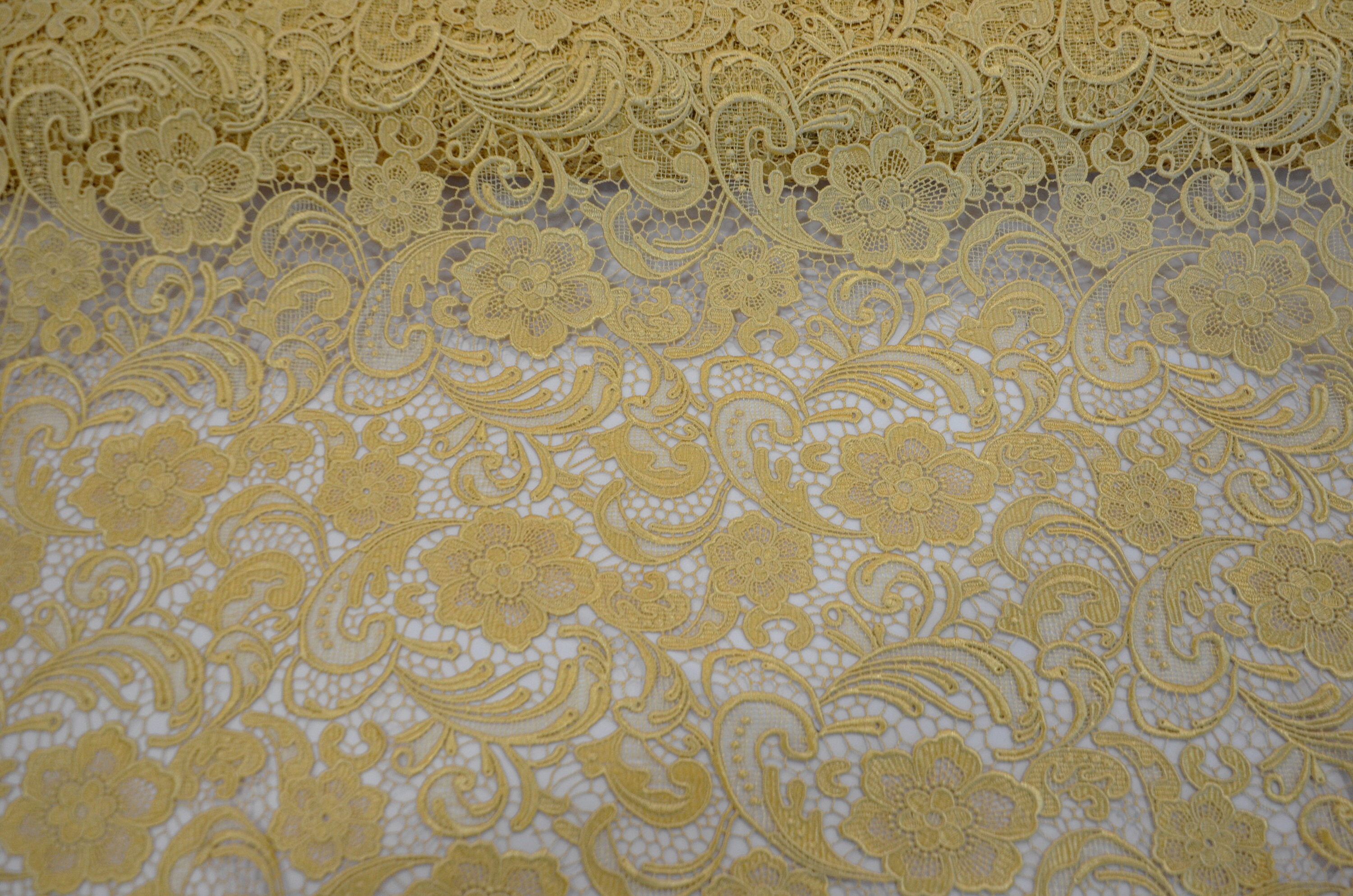 Guipure Bridal Lace Fabric, Heavy Double Scalloped Lace, 49 Wide