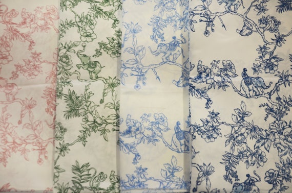 Ben Toile Satin Fabric | French Toile Fabric | Semi Dull Heavy Satin | 4 Colors | Sold by the Continuous Yard |