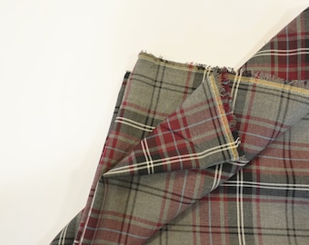 Grey Kilt Fabric | Grey Plaid Checker | Grey Tartan Fabric | Poly Rayon Kilt | Decor, Napkins, Scarves, Costumes, Blanket, Face Mask, Kilt |
