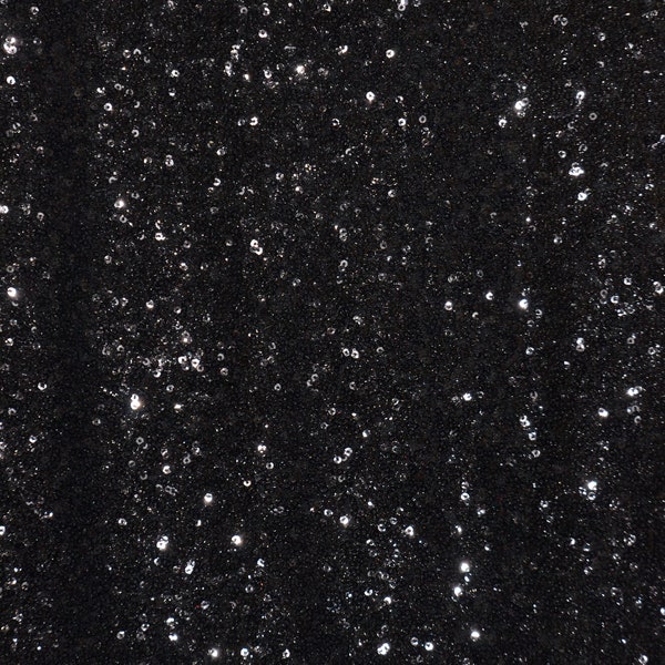 Black 3mm Glitz Sequins Fabric by the Yard | Glitter Sequins | Mesh Sequins | Dress, Skirt, Bridal, Curtain, Tablecloth, Table Runner |