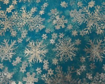Organza de copos de nieve azul turquesa / Tela para cosplay / Tela para vestidos / Disponible por yarda continua x 57" de ancho /