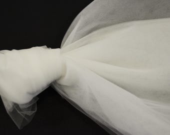 Off White 108" Wide Bridal Tulle Fabric | 50 Yard Rolls | 100% Nylon Tulle Illusion | Bridal Veils & Bridal Decor |