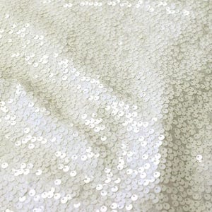 Ivory Sequins Taffeta Fabric by the Yard | Glitz Sequins Taffeta Fabric | Raindrop Sequins | 54" Wide | Tablecloths Runners Dresses Apparel