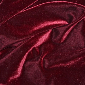 Burgundy Stretch Velvet Fabric by the Yard |  58&quot; Wide | Spandex Velour for Apparel, Costume, Cosplay, Event Drapes | Stretch Velvet |