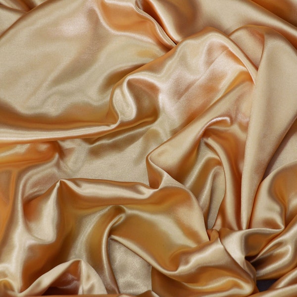 Gold Charmeuse Satin Fabric by the Yard and Wholesale Bolt | 60" Wide | Charmeuse Fabrics | Charmeuse Satin | Bridal Wedding Satin Fabric |