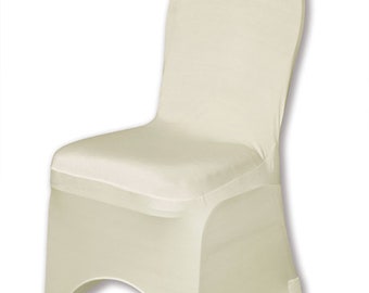 Ivory Spandex Banquet Chair Cover | Wholesale Box of 50 | Free Shipping | Chair Cover for Wedding, Event, Ballroom |