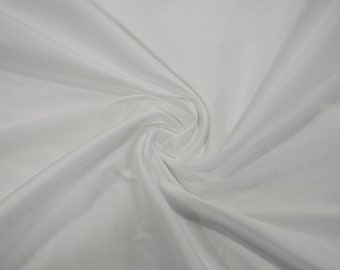 Pure White Silk Taffeta Fabric | Soft and Bright White Polyester Taffeta Dupioni Fabric by the Yard | 54" Wide | Dresses, Curtain, Cosplay |