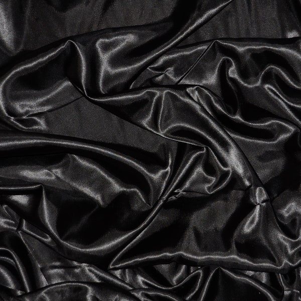 Black Charmeuse Satin Fabric by the Yard and Wholesale Bolt | 60" Wide | Charmeuse Fabrics | Charmeuse Satin  Bridal Wedding Satin Fabric |