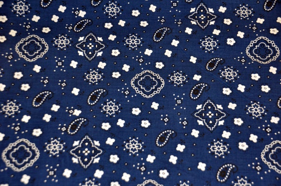 Navy Blue Bandana Cotton Print Broadcloth Bandanna Paisley - Etsy