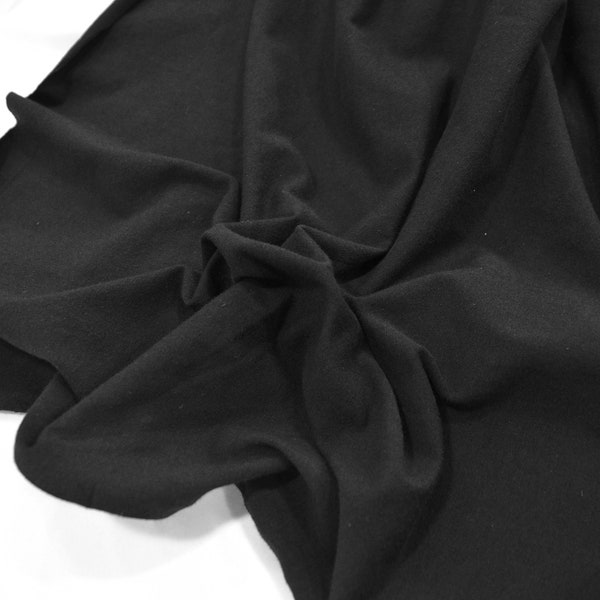 Black Cotton Spandex Fabric | On Sale 7.99/Yard | 10 oz | 60" Wide | 95/5 Cotton Span | Black Cotton Spandex Jersey Knit | Continuous Yard |