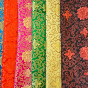 Chinese Medallion Brocade Fabric | 9.99 Full Yard Price | 45&quot; Wide | Chinese Fabric in 9 Colors Red, Black, Royal, Gold Chinese Brocade |