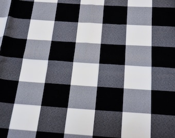 Black Buffalo Checker Fabric | Plaid Checker Fabric 2" | Buffalo Gingham | 60" Wide |  Great for Tablecloths, Events, Apparel, Curtains |